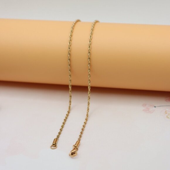 Twisted Rope Rose Gold Necklace – Elegant 18 Inch Chain Design, XPNL0206 - Picture 12 of 12